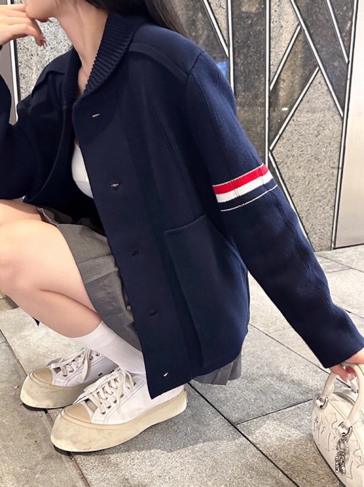 THOM BROWNE 汤姆布朗 TB重工拼接竖条双织外套夹克大衣 针织夹克外套 男女同款情侣款\n码数