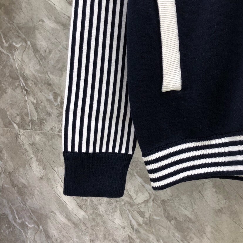 THOM BROWNE 汤姆布朗 TB高版本间色条纹四杠纯棉夹克 针织翻领夹克，\n码数：1-4 颜色：
