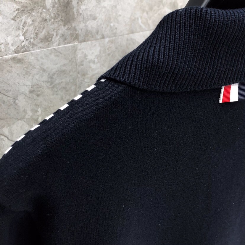 THOM BROWNE 汤姆布朗 TB高版本间色条纹四杠纯棉夹克 针织翻领夹克，\n码数：1-4 颜色：