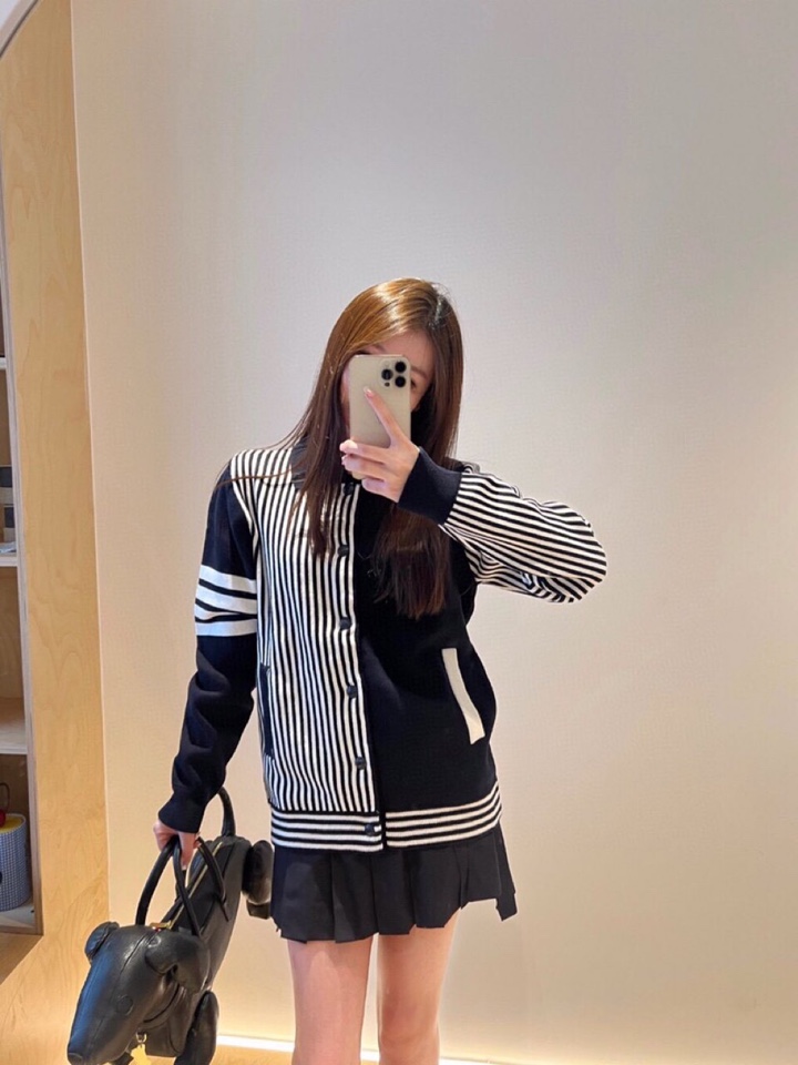 THOM BROWNE 汤姆布朗 TB高版本间色条纹四杠纯棉夹克 针织翻领夹克，\n码数：1-4 颜色：