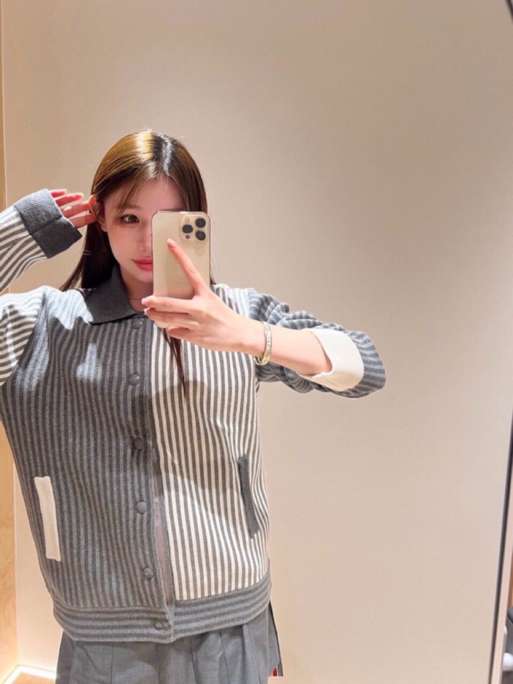 THOM BROWNE 汤姆布朗 TB高版本间色条纹四杠纯棉夹克 针织翻领夹克，\n码数：1-4 颜色：