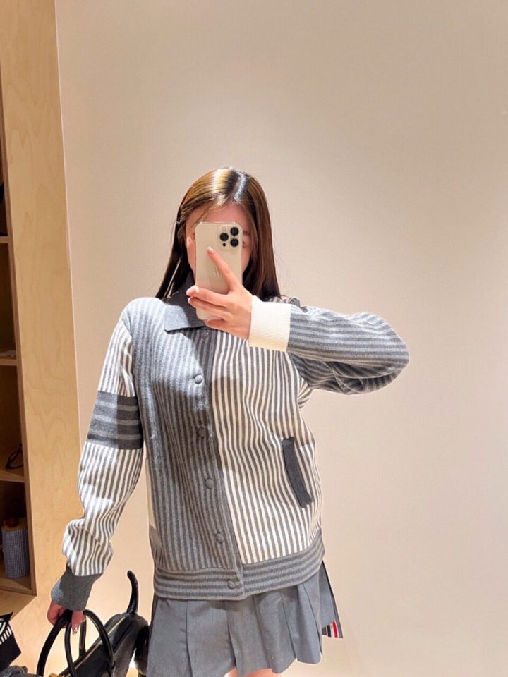 THOM BROWNE 汤姆布朗 TB高版本间色条纹四杠纯棉夹克 针织翻领夹克，\n码数：1-4 颜色：
