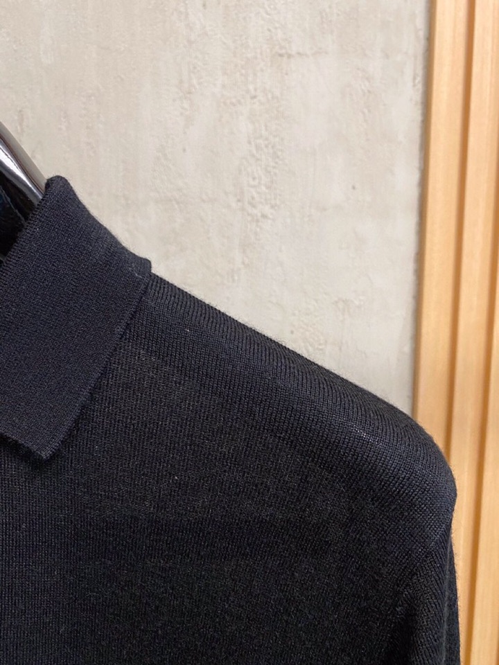 拉夫劳伦25FW秋冬新款桑蚕丝羊毛混纺纯色针织翻领毛衣，男士一粒扣设计基础休闲套头毛衣针织衫！贸易公司渠