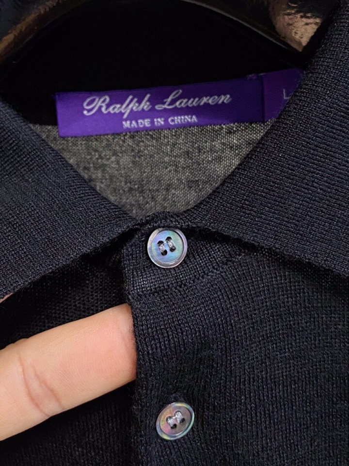 拉夫劳伦25FW秋冬新款桑蚕丝羊毛混纺纯色针织翻领毛衣，男士一粒扣设计基础休闲套头毛衣针织衫！贸易公司渠