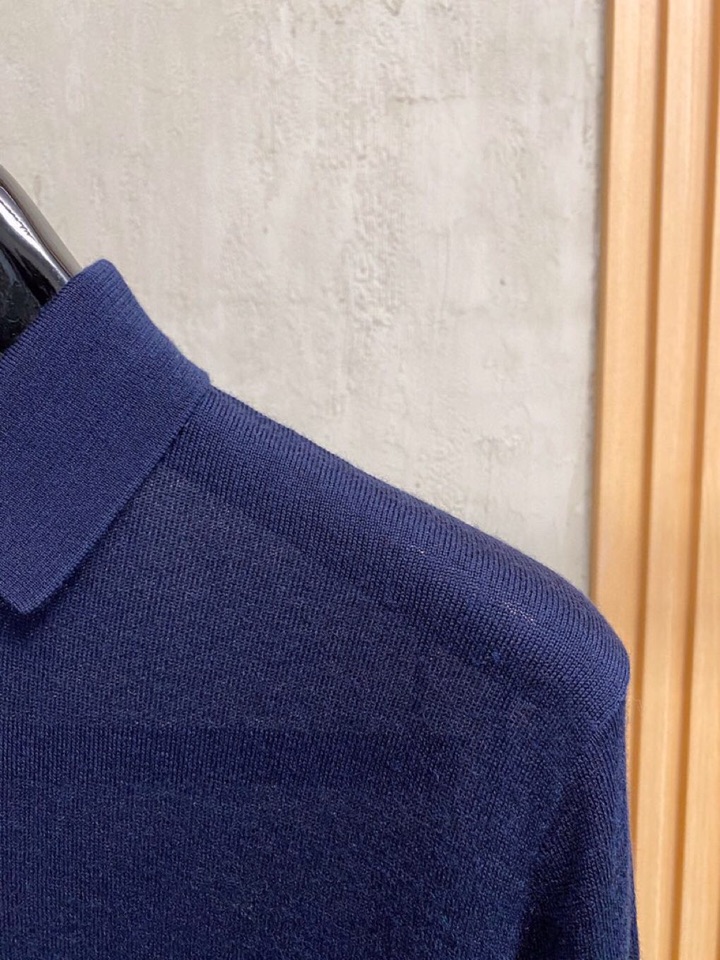 拉夫劳伦25FW秋冬新款桑蚕丝羊毛混纺纯色针织翻领毛衣，男士一粒扣设计基础休闲套头毛衣针织衫！贸易公司渠