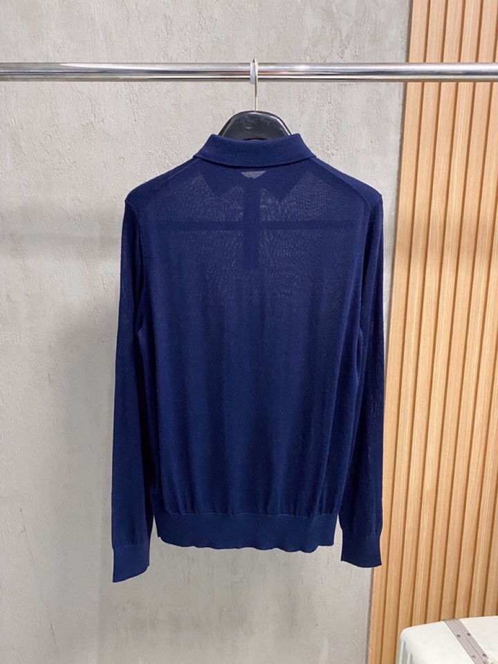 拉夫劳伦25FW秋冬新款桑蚕丝羊毛混纺纯色针织翻领毛衣，男士一粒扣设计基础休闲套头毛衣针织衫！贸易公司渠