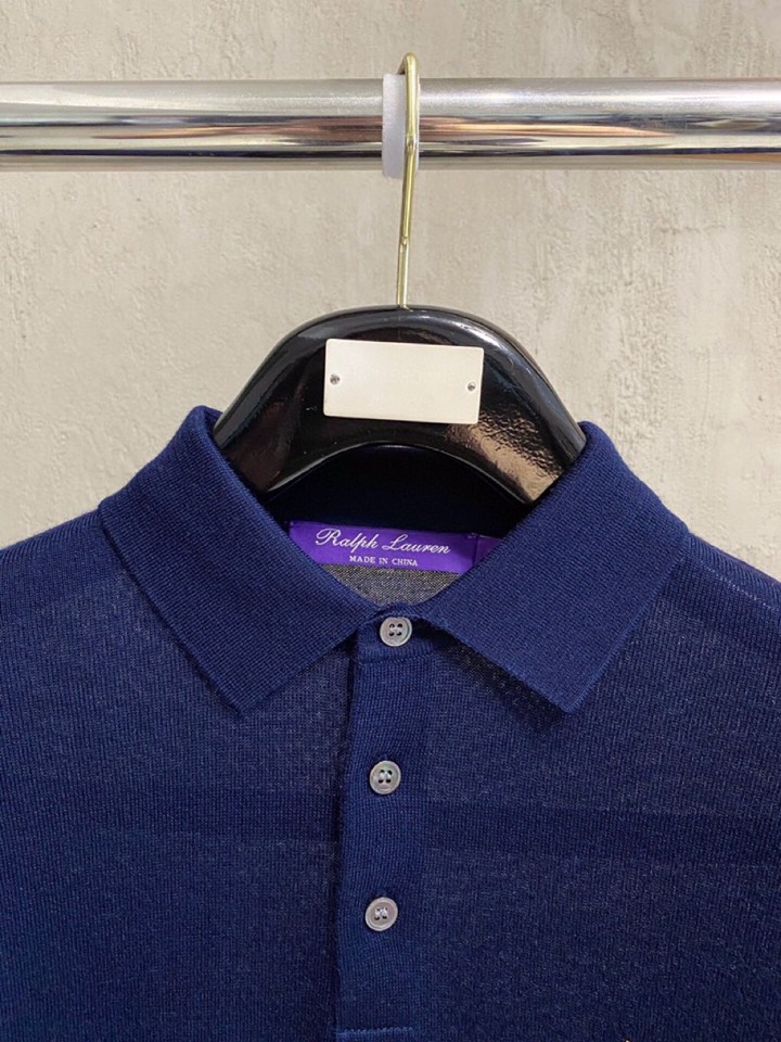 拉夫劳伦25FW秋冬新款桑蚕丝羊毛混纺纯色针织翻领毛衣，男士一粒扣设计基础休闲套头毛衣针织衫！贸易公司渠