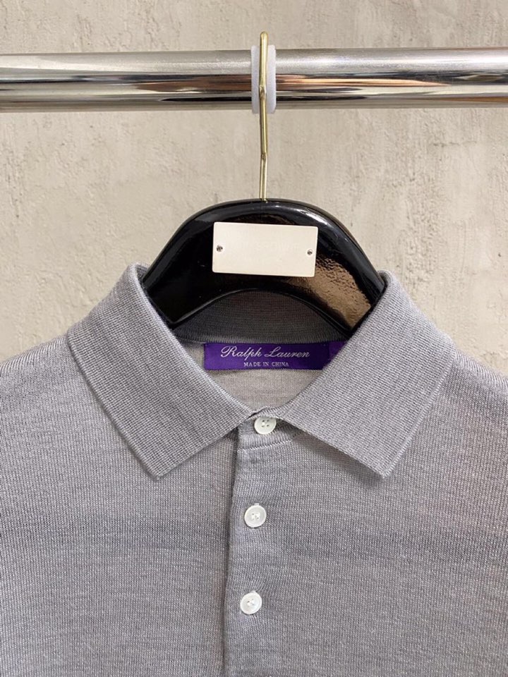 拉夫劳伦25FW秋冬新款桑蚕丝羊毛混纺纯色针织翻领毛衣，男士一粒扣设计基础休闲套头毛衣针织衫！贸易公司渠