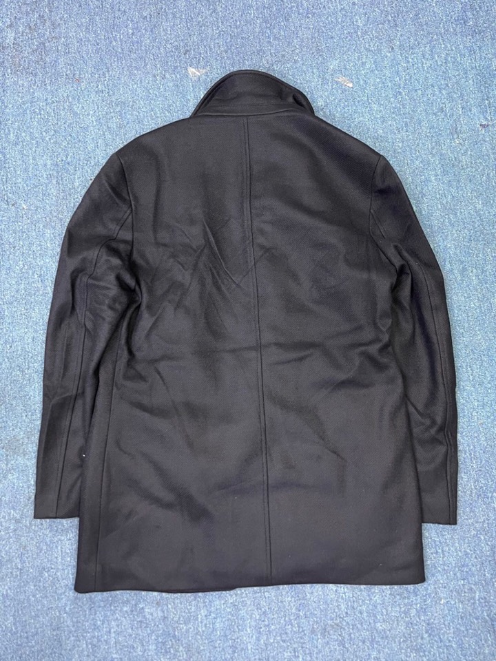 Ermenegildo Zegna 杰尼亚黑 /藏青色中长款羽绒服大衣外套，可卸围巾领 羊毛大衣 羽绒服