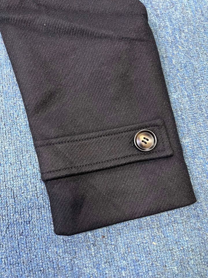 Ermenegildo Zegna 杰尼亚黑 /藏青色中长款羽绒服大衣外套，可卸围巾领 羊毛大衣 羽绒服