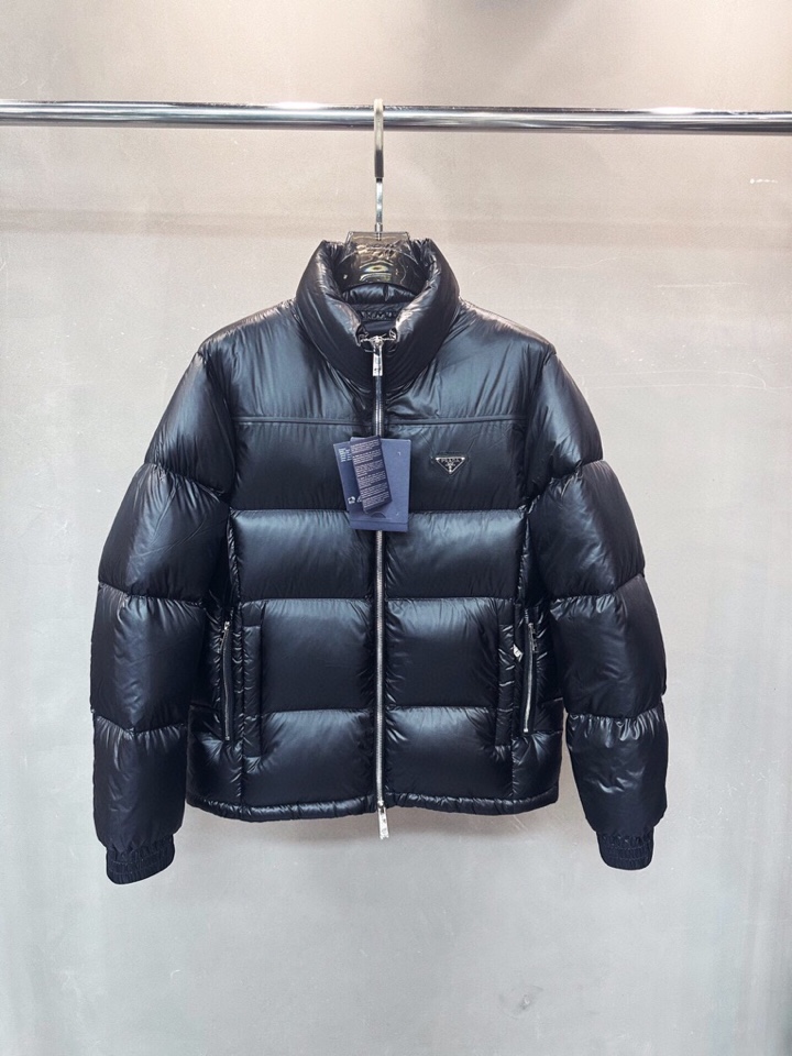Prada 普拉达\n2025ss秋冬金属三角标立领羽绒服\n颜色:黑\n码数：48 50 52 54 