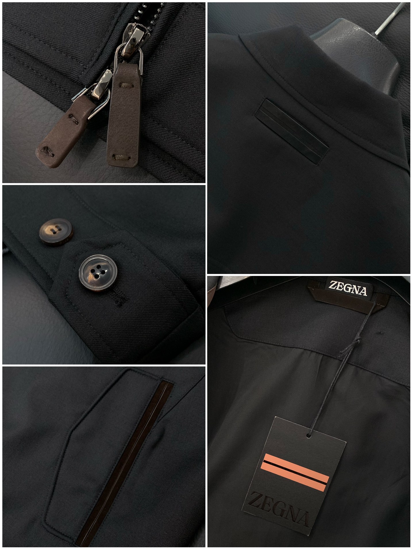 ，ZEGNA 新款深灰色翻领拉链外套 面料成份:50%羊毛50% 聚酯纤维里料:100%聚酯纤维新款防风