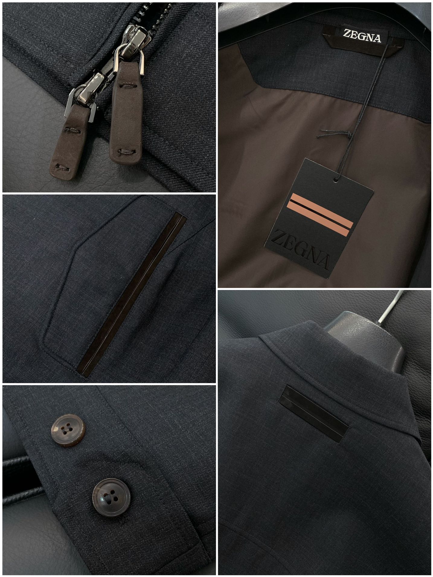 ，ZEGNA 新款深灰色翻领拉链外套 面料成份:50%羊毛50% 聚酯纤维里料:100%聚酯纤维新款防风