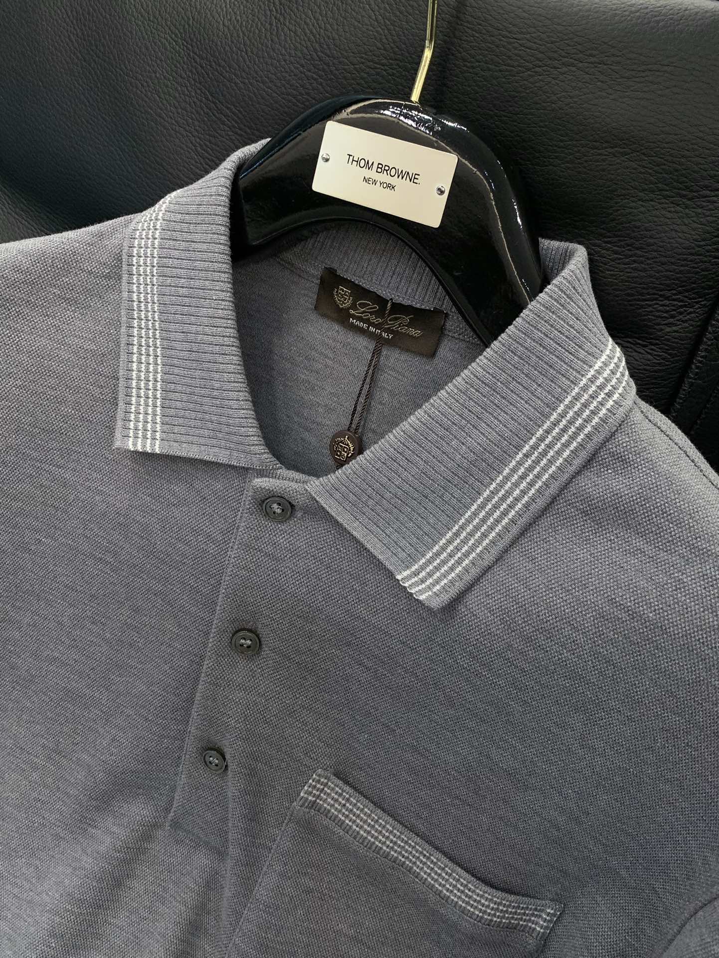 ，lP🆕新款黑色长袖 面料成份: 40%棉30%莫代尔20%腈纶10%羊毛新款细腻易打理羊毛男士翻领短袖