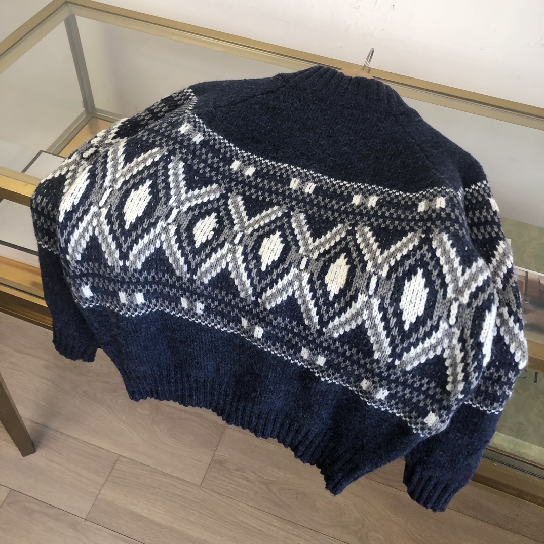 Brunello Cucinelli FW25 高领拉链提花长袖毛衣25新款BC针织开衫！采用羊毛混纺面