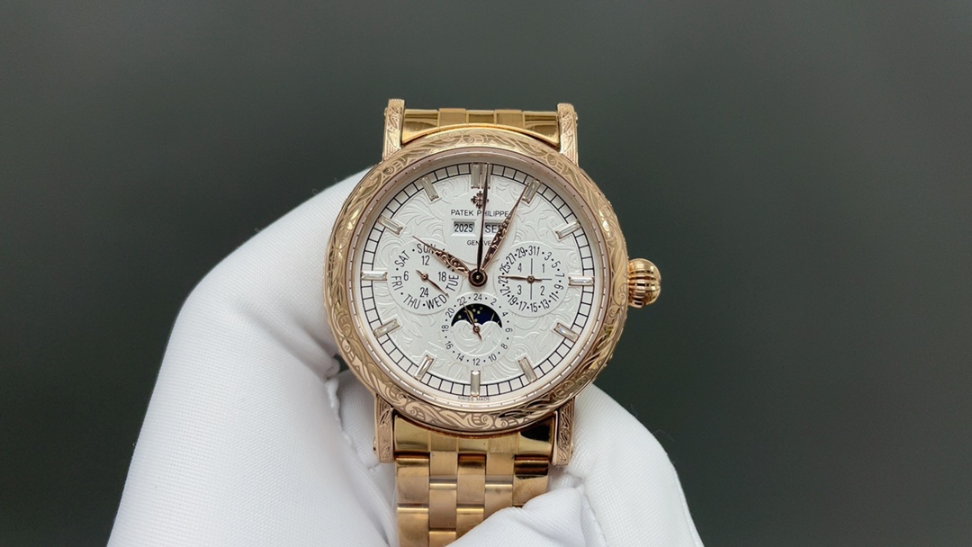 NO:727286,Patek Philippe [iron scratched silver hook, vigorous and powerful] high-looking new product, simple, retro, and exquisite craftsmanship!  The best collection of the year - Patek Philippe Classic Super Complex Multi-Function Perpetual Calendar Function Watch. The team spent more than two years carefully designing it, regardless of cost, daring to be the first, striving for perfection, overcoming many difficulties, and breaking through multi-layered technical bottlenecks. The movement model is CH 29-upgraded version, with stable quality!  The 6 o'clock position on the dial is the moon phase display and date division. All the perpetual calendar signs are very good and can be read at a glance. It is equipped with an imitation 324 S Q self-winding movement, which is a hardcover version of the 324 self-winding legendary movement. [Strap] Classic steel strap with clear lines and good texture. Paired with the top Patek Philippe universal original on the market, no pressure.  The elegant Calatrava carved case is very personalized. The 42mm diameter is suitable for popular male hands and is consistent with the counter. It is very suitable for business or leisure and is of the quality of a major manufacturer!  Welcome to reprint!  ,,patek philippe19860909百达翡丽【铁划银钩 苍劲有力】高颜值新品 古朴.复古.精湛的工艺！ 年度最佳典藏之作——百达翡丽古典超级复杂多功能 万年历功能腕表 团队历时两年多精心设计,不计成本,敢为人先,力求完美,克服重重难关,突破多层技术瓶颈,机芯型号为CH 29- 升级版,质量稳定！表盘6点位置是月相显示和日期分拨.所有的万年历标志都很好,一眼就能读懂.内里搭置了仿324 S Q 自动上链机芯,是 324 自动上条传奇机芯的精装版本.【表带】经典钢表带,纹路清晰,质感好.搭配圈市面最顶级的百达翡丽通用原装无压力. 优雅的Calatrava雕花表壳极具个性,42毫米的表径适配大众男性手寸,与专柜一致,非常商务可亦休闲大厂品质！欢迎转载！,,patek philippe,Watch