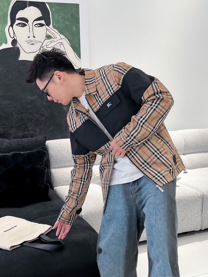 巴宝莉 官网同款，三标齐全，提前发售 2025ss秋冬新款男士夹克外套， 原单三标齐全高端版本 定制面料