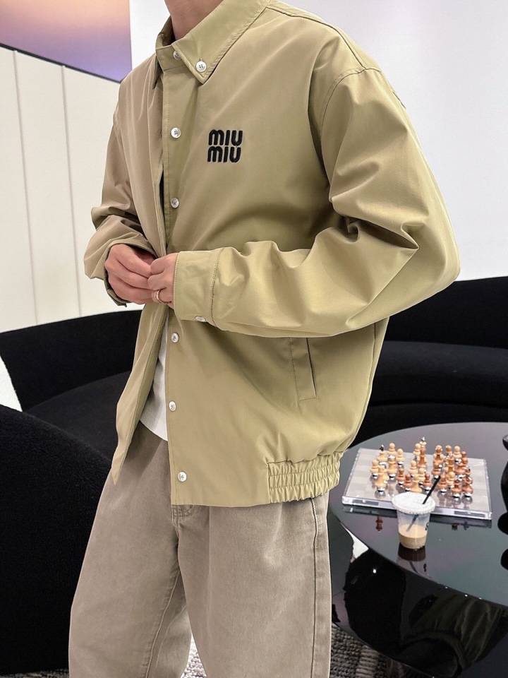 Miu Miu 缪缪官网同款，三标齐全，提前发售 2025ss秋冬新款男士夹克外套，原单三标齐全高端版本