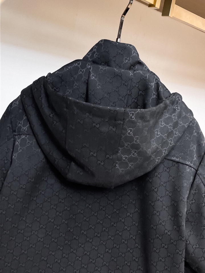 古奇 官网同款，三标齐全，提前发售 2025ss秋冬新款男士夹克外套，原单三标齐全高端版本 定制面料 透