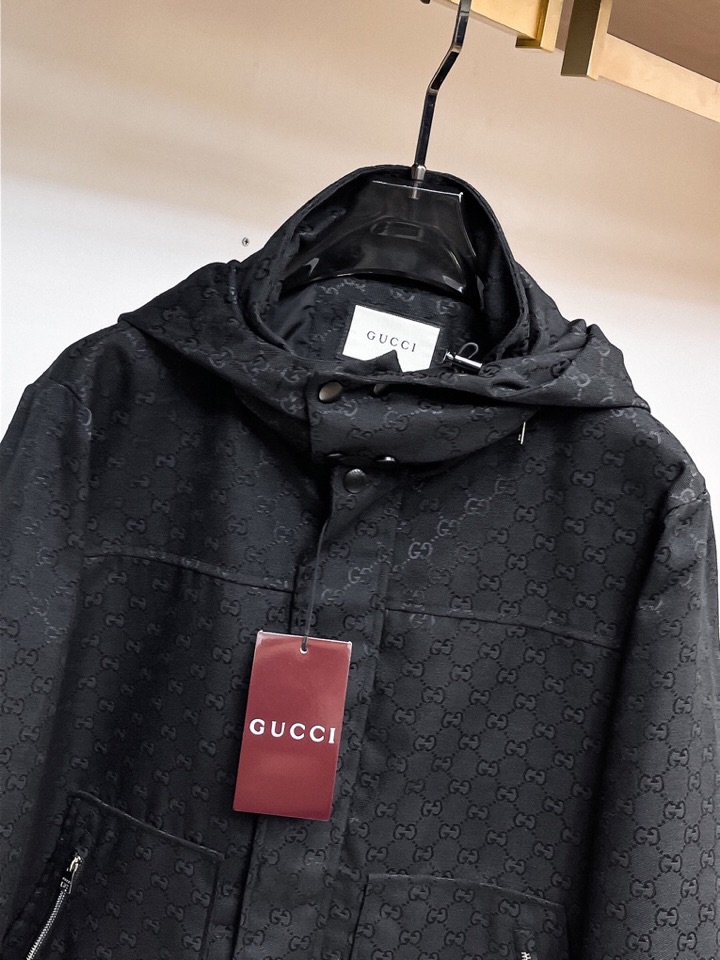 古奇 官网同款，三标齐全，提前发售 2025ss秋冬新款男士夹克外套，原单三标齐全高端版本 定制面料 透