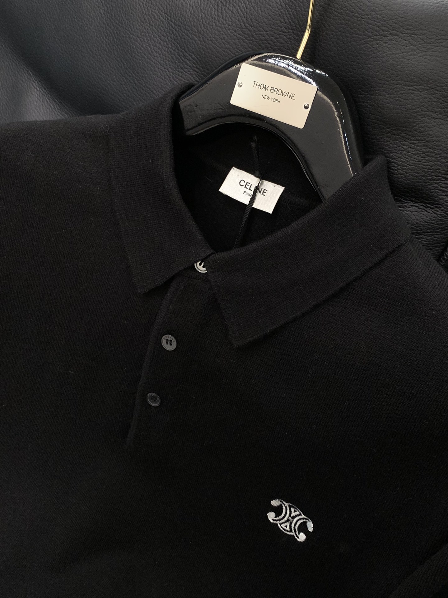 ，Celine 瑟琳，2025秋冬新品，专柜同步有售，原单狠货，时尚休闲翻领长袖针织毛衣，采用进口原版面