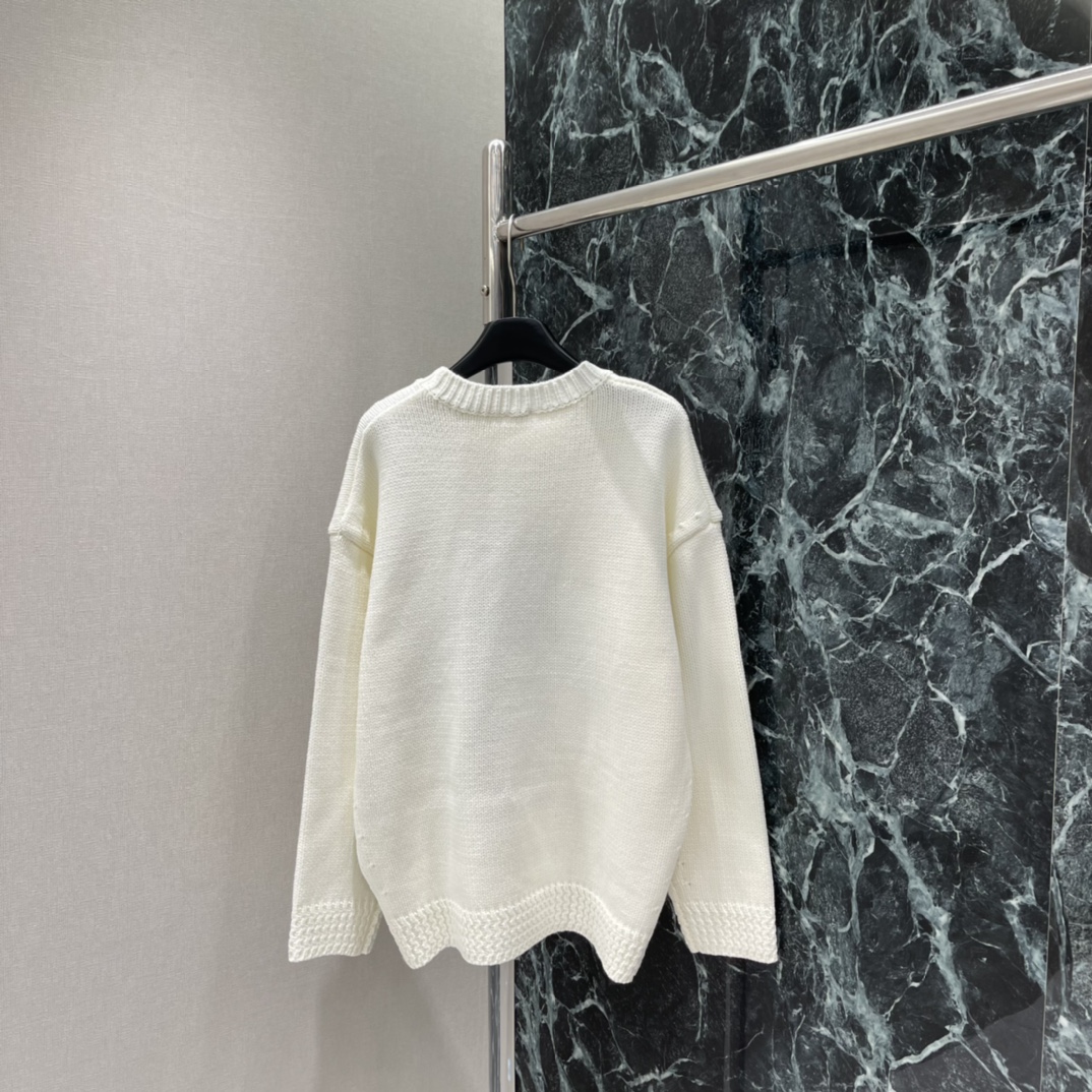 罗意威 25秋冬新款 刺绣小猫毛衣 胸前手工刺绣猫咪+Anagram元素 童趣又有艺术感宽松版型 男女都