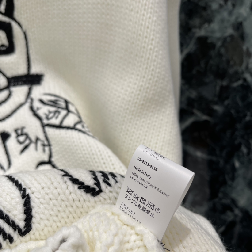 罗意威 25秋冬新款 刺绣小猫毛衣 胸前手工刺绣猫咪+Anagram元素 童趣又有艺术感宽松版型 男女都