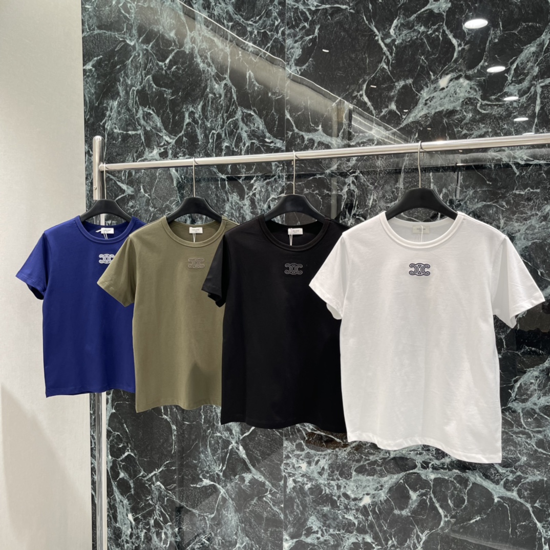 CE 25秋冬新款 凯旋门刺绣短袖T恤 正肩设计修饰肩部线条 版型挺括有型 胸前凯旋门Logo低调又有辨