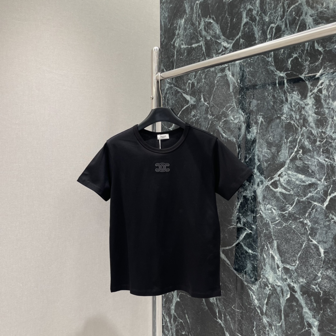 CE 25秋冬新款 凯旋门刺绣短袖T恤 正肩设计修饰肩部线条 版型挺括有型 胸前凯旋门Logo低调又有辨