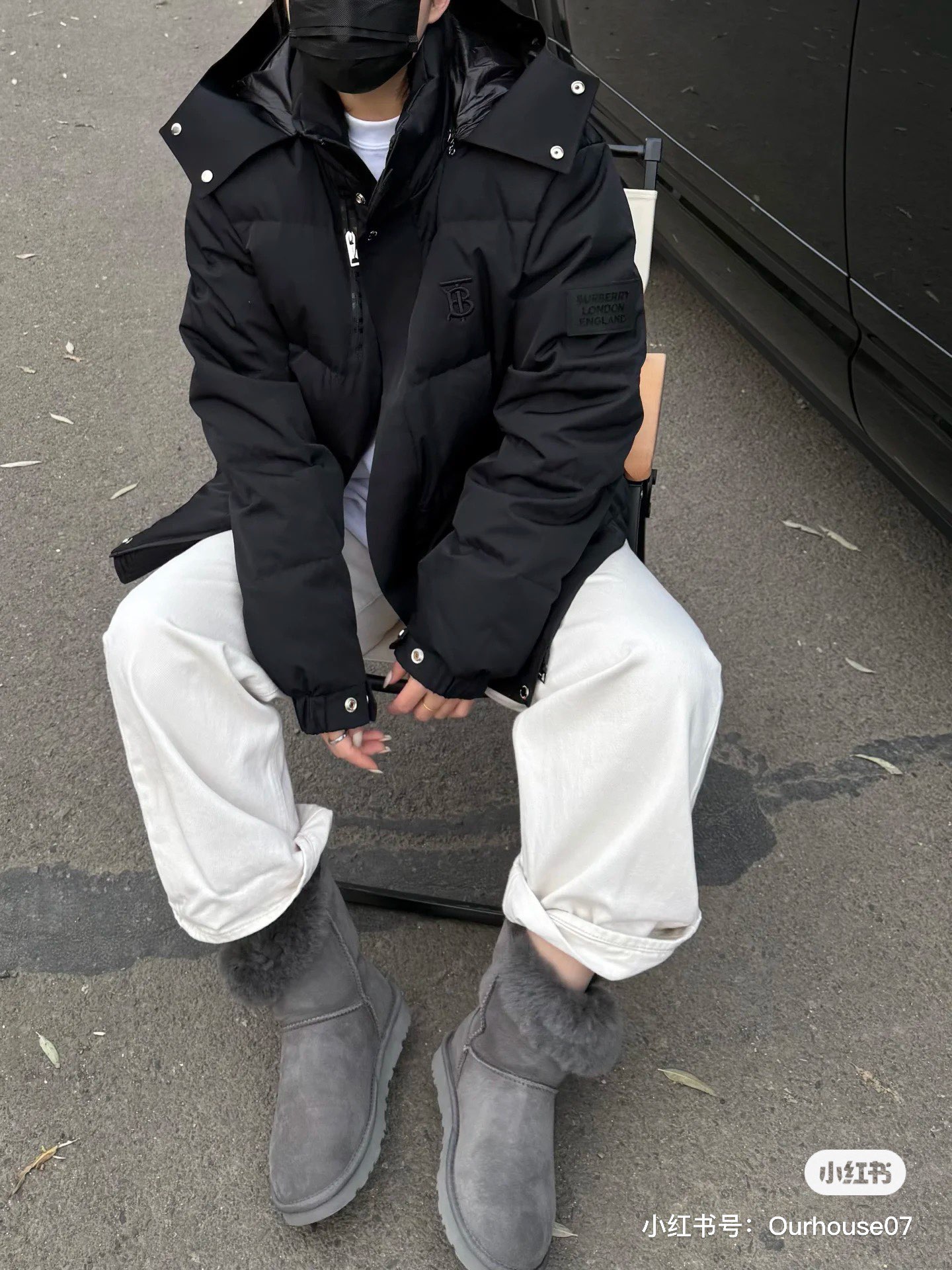 #Burberry/巴宝莉 25Fw刺绣小标立领连帽羽绒服上身效果