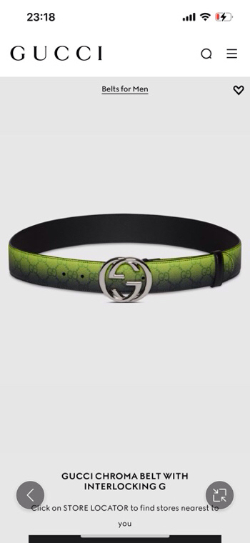 古奇 新款 采用清新淡蓝色调的渐变效果印花，为各项基本功能增添了新的亮点。这款腰带采用带有全面渐变印花效