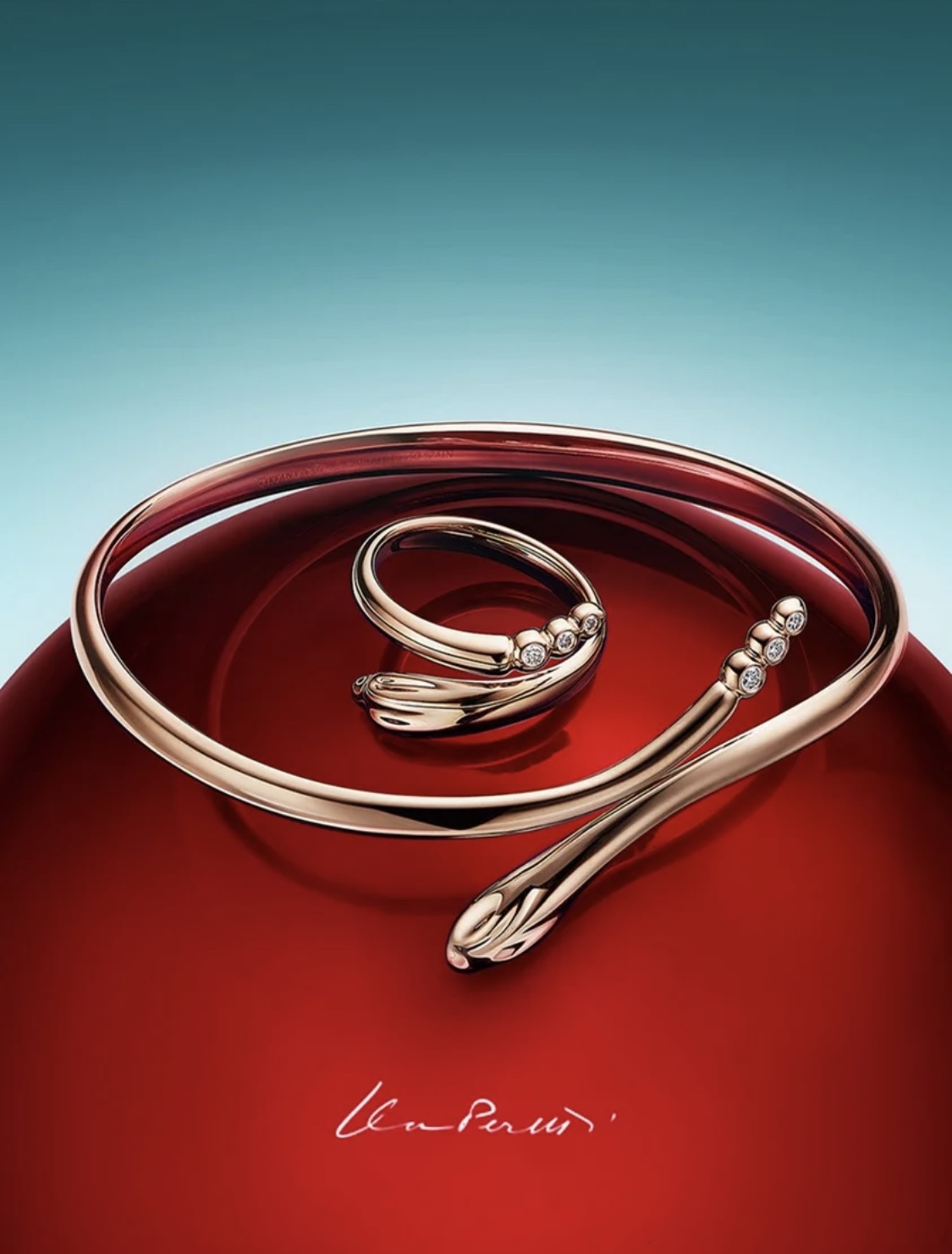 Tiffany & Co. Tiffany蒂芙尼TFN 新款潮流个性snake蛇形尾部镶三颗大小渐变圆钻开口戒指 黄铜材质 金银玫3个色 重约4