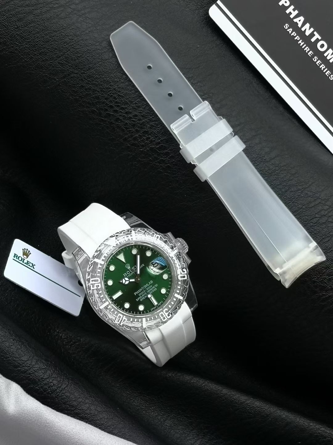 Rolex Submariner Date silver clear green white 40mm Men's Automatic