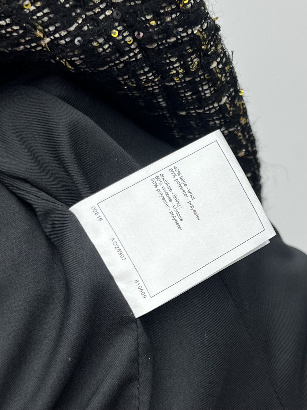 Chanel Black Gold Tweed Belt Coat + Bow Shorts
