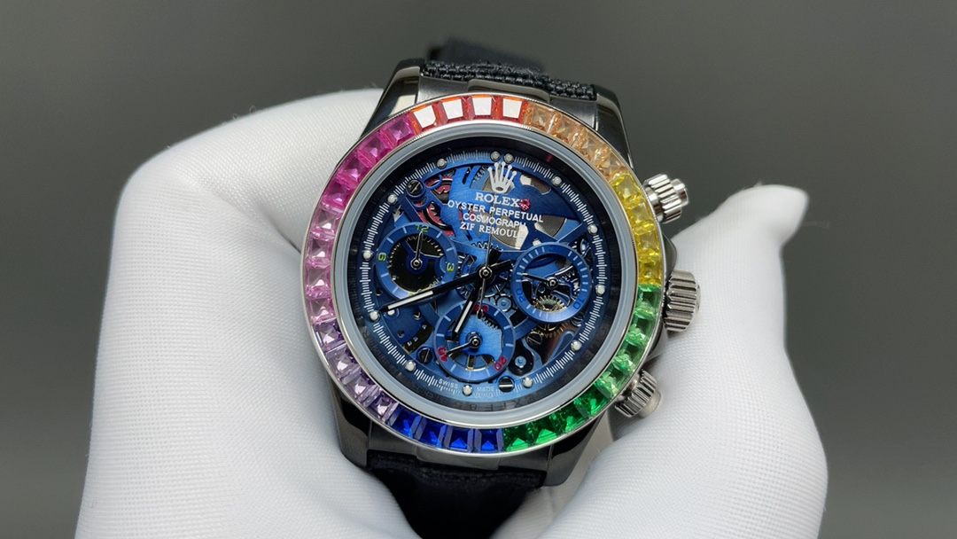 新品🌐劳力士ROLEX 迪通拿镂空系列 316L精钢表壳  尺寸43mm 矿物质镀膜玻璃耐磨 超强夜光 日本多功能计时石英机芯 进口橡胶表带 原装扣 爱不释手的劳力士迪通拿 品不完的一劳永逸🌐