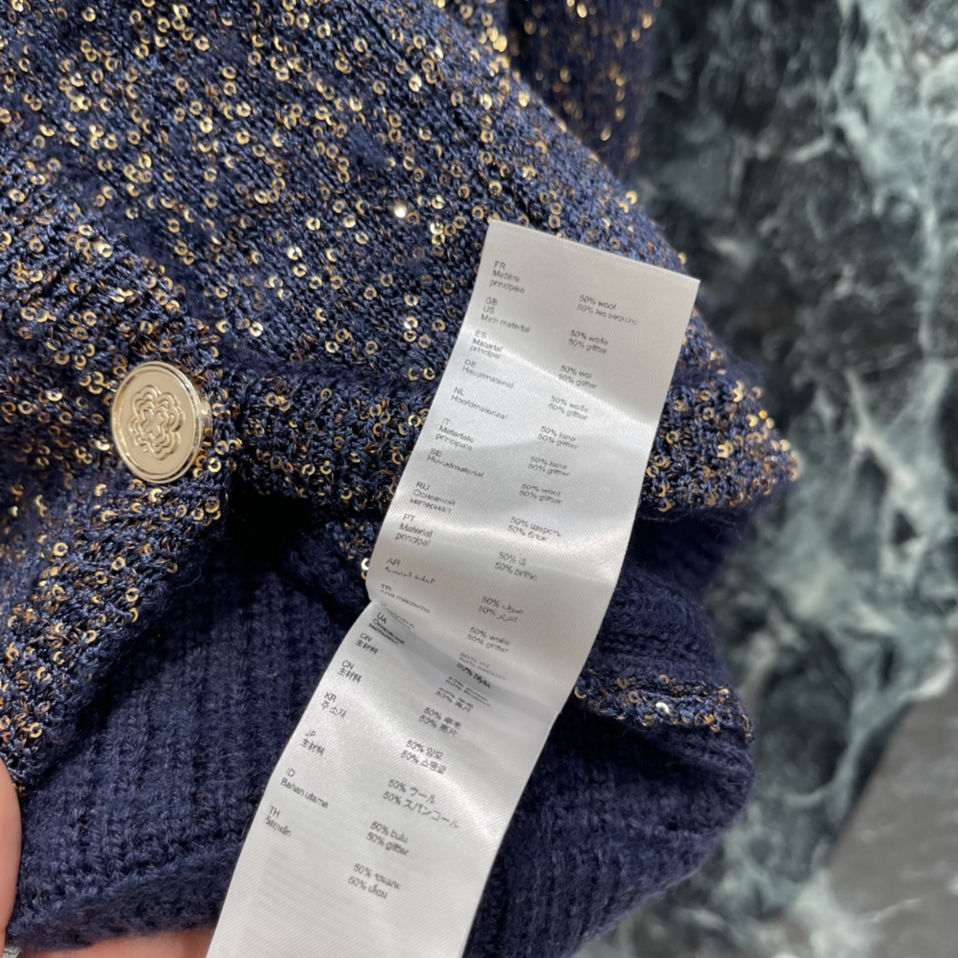 Chanel Style Sequin Cardigan - Elegant Round Neck with Gold Button Design 9 i1765168988 5859 7