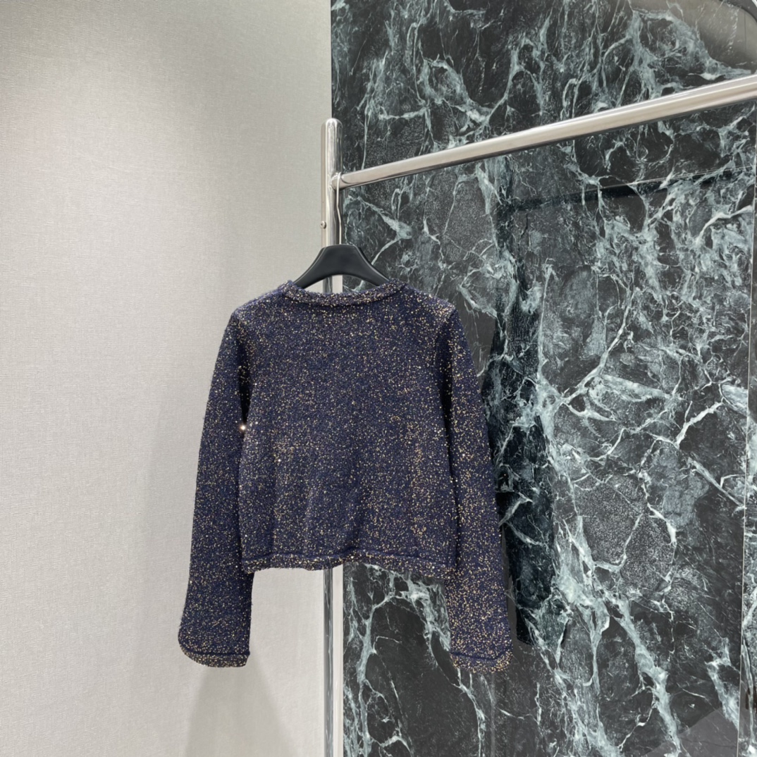 Chanel Style Sequin Cardigan - Elegant Round Neck with Gold Button Design 10 i1765168988 6143 8