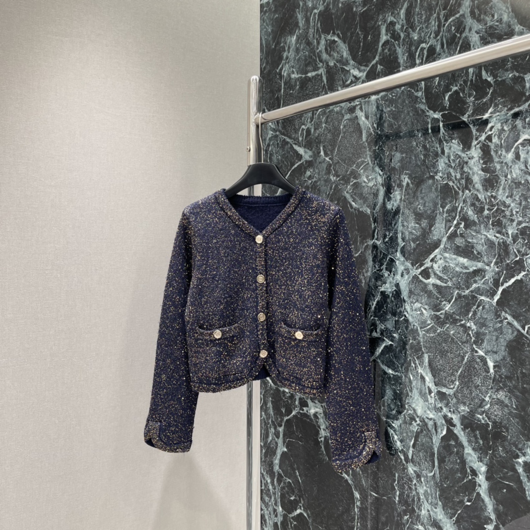 Chanel Style Sequin Cardigan - Elegant Round Neck with Gold Button Design 5 i1765168988 6695 3