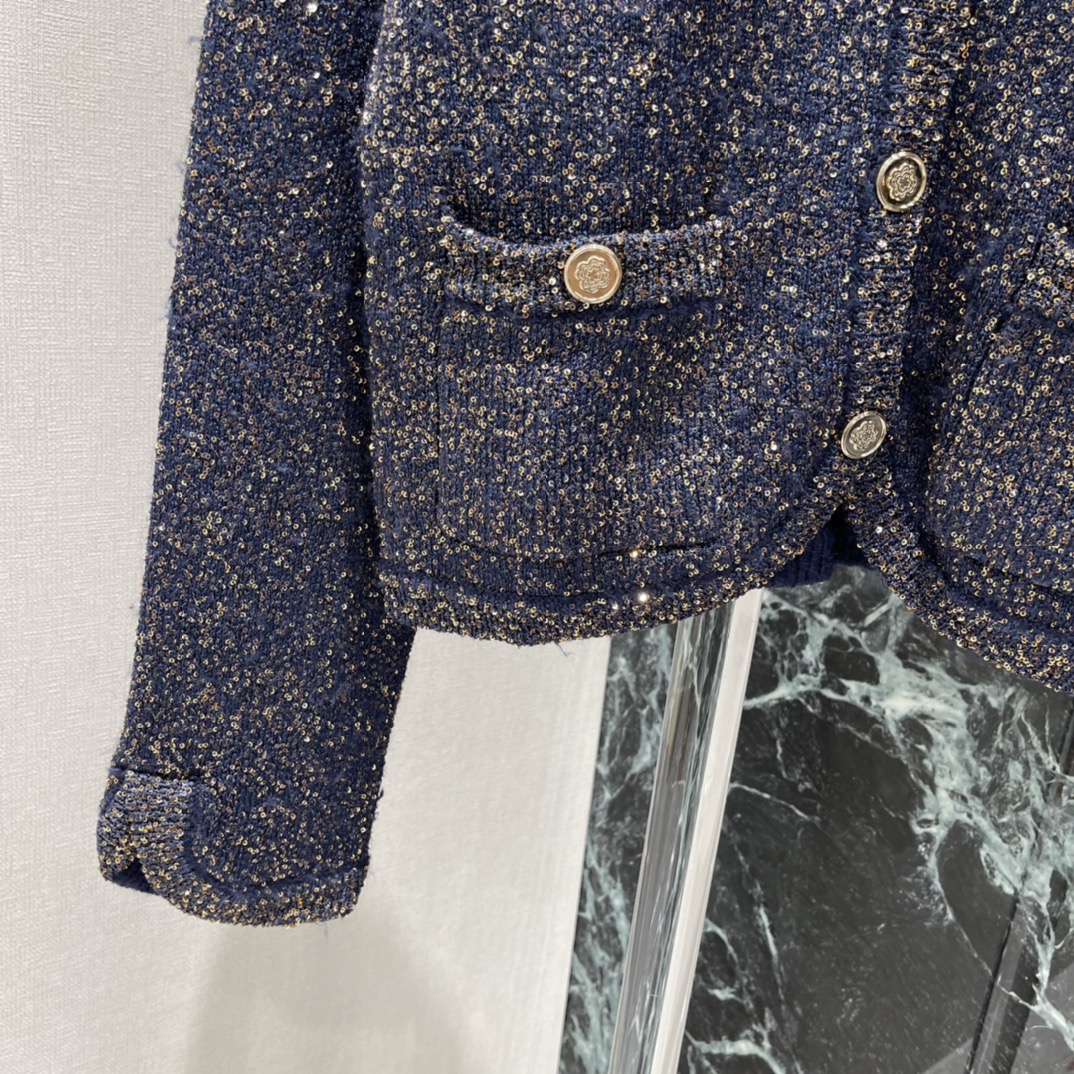 Chanel Style Sequin Cardigan - Elegant Round Neck with Gold Button Design 7 i1765168988 9016 5