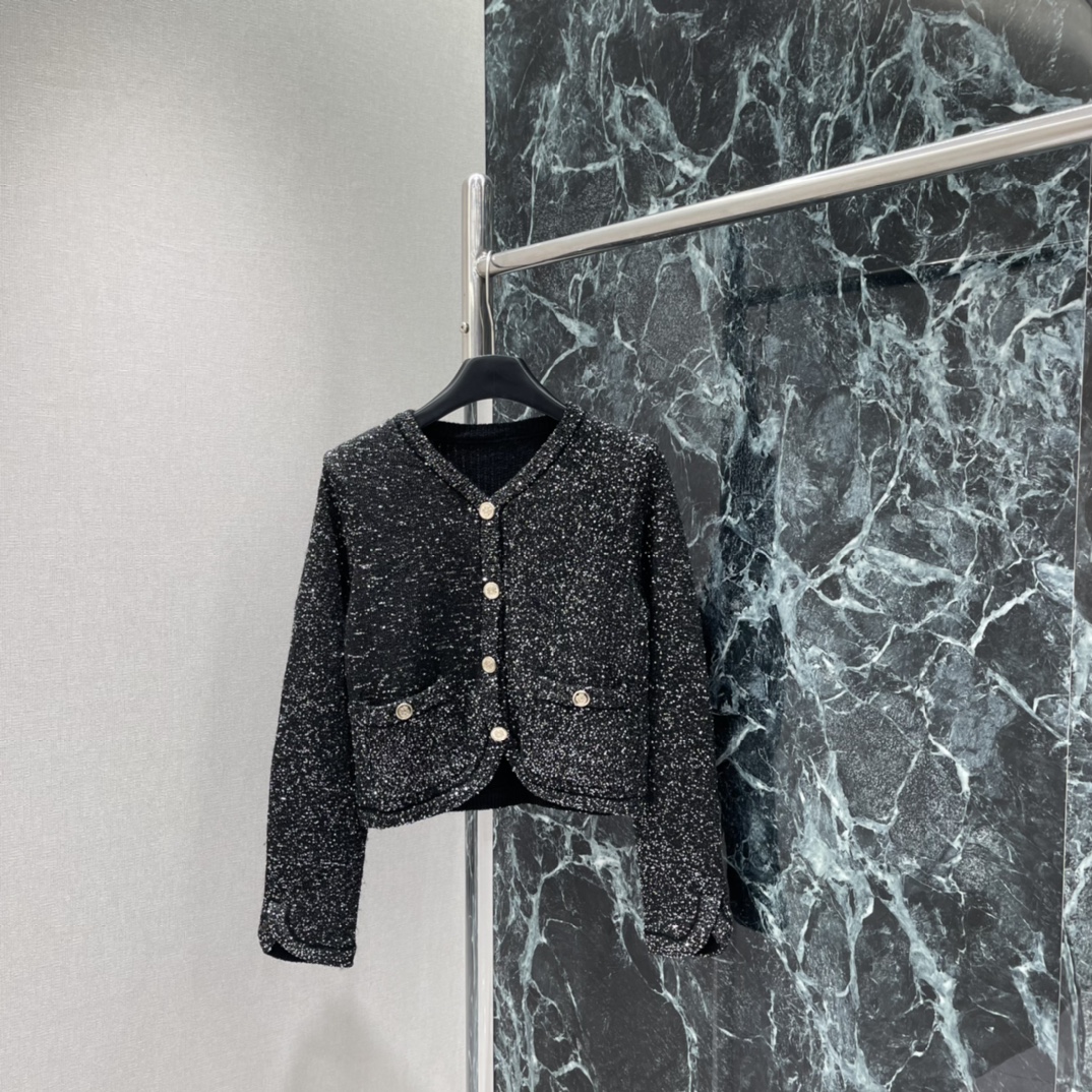 Chanel Style Sequin Cardigan - Elegant Round Neck with Gold Button Design 3 i1765168988 9065 1