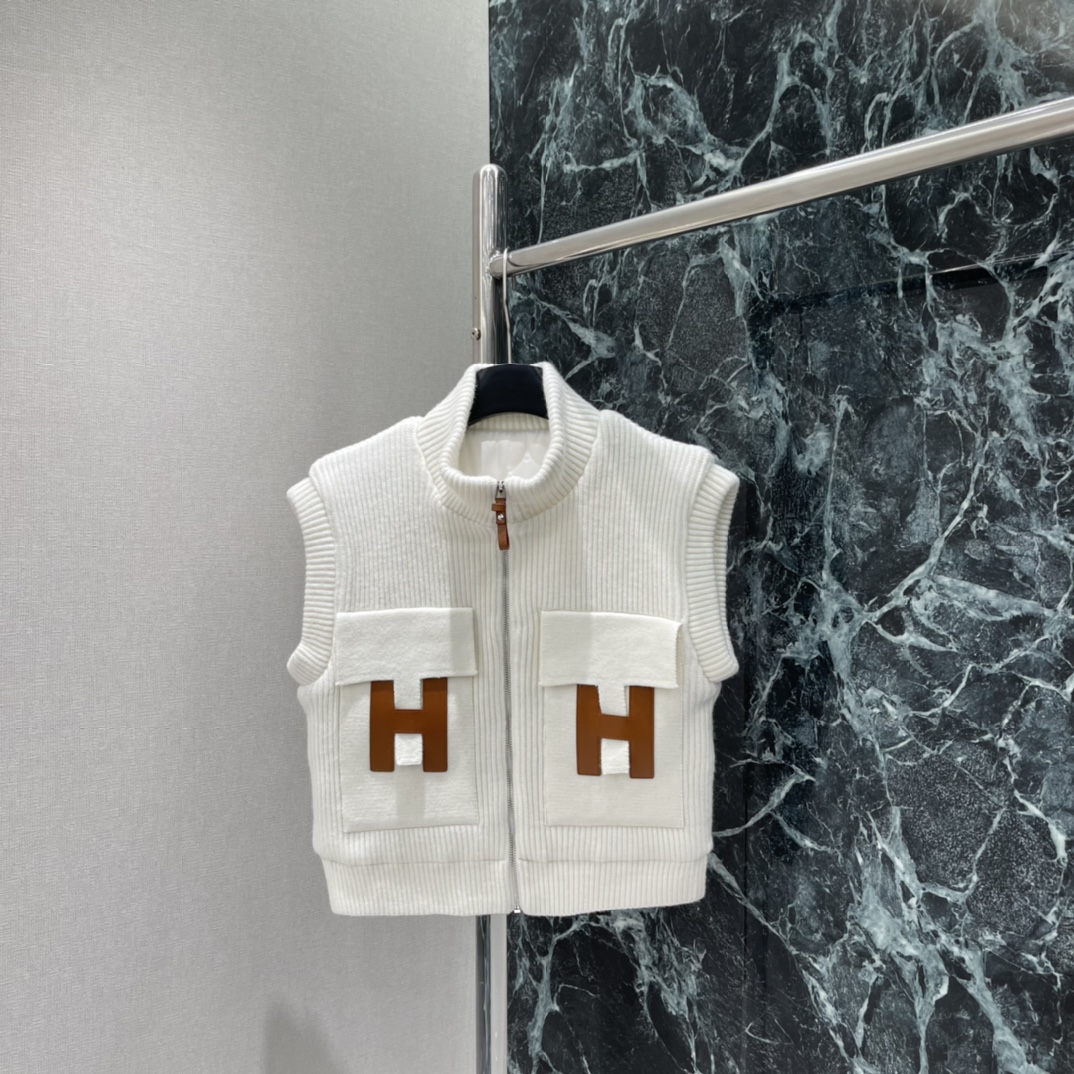 Her Knit Vest with Leather Logo Pockets, Chic Sleeveless Sweater Top 5 i1765169128 2179 3