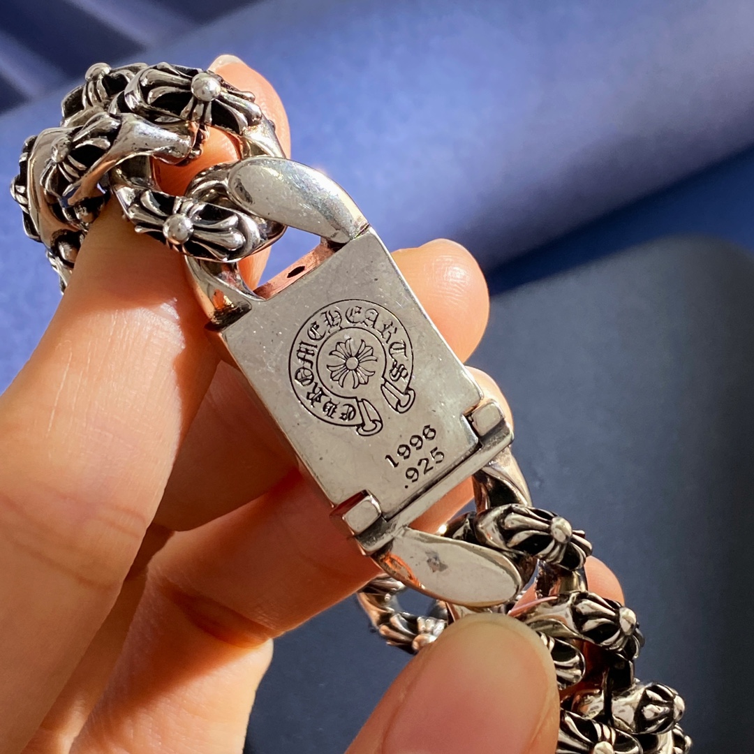 KL92 Chrome Hearts克罗心潮款痞帅时尚十字军花十字架元素复古做旧古巴链花纹六角星形方块方