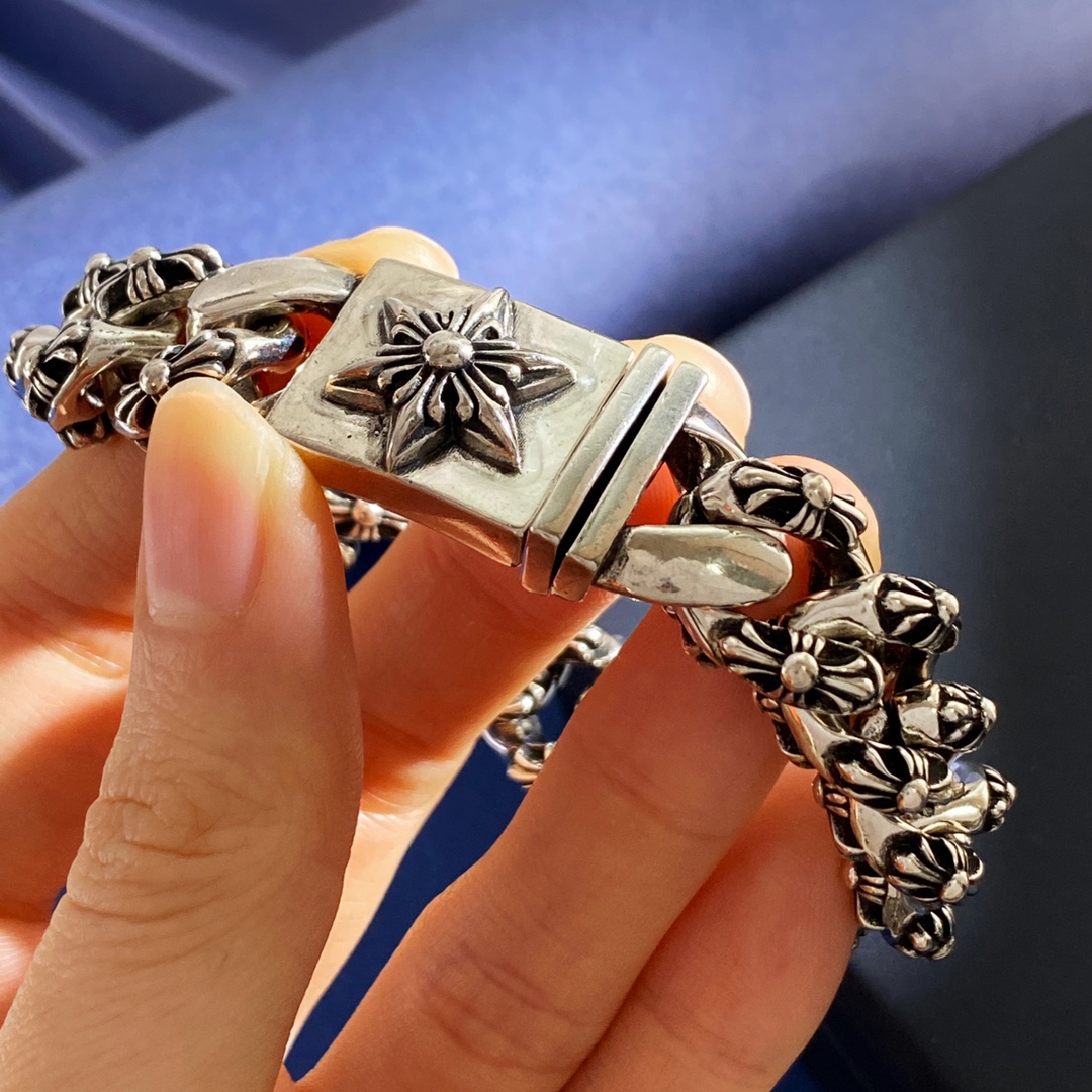 KL92 Chrome Hearts克罗心潮款痞帅时尚十字军花十字架元素复古做旧古巴链花纹六角星形方块方