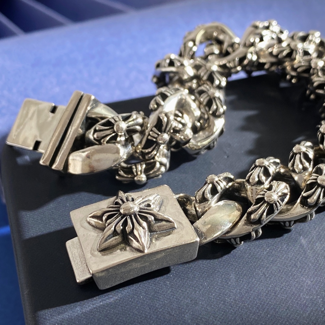 KL92 Chrome Hearts克罗心潮款痞帅时尚十字军花十字架元素复古做旧古巴链花纹六角星形方块方