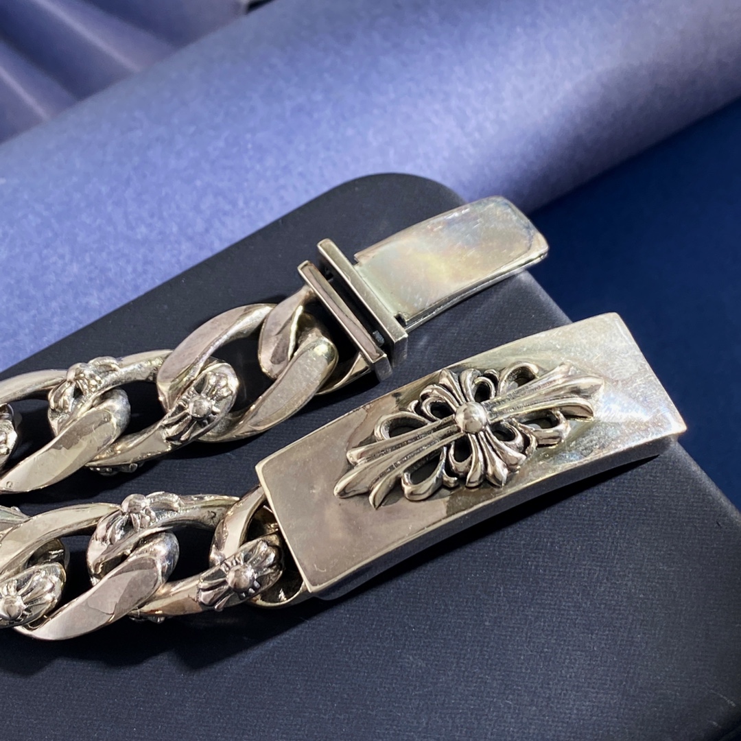 KL92 Chrome Hearts克罗心男士潮流朋克美式个性复古古巴链花纹十字花十字架元素长方块长条款