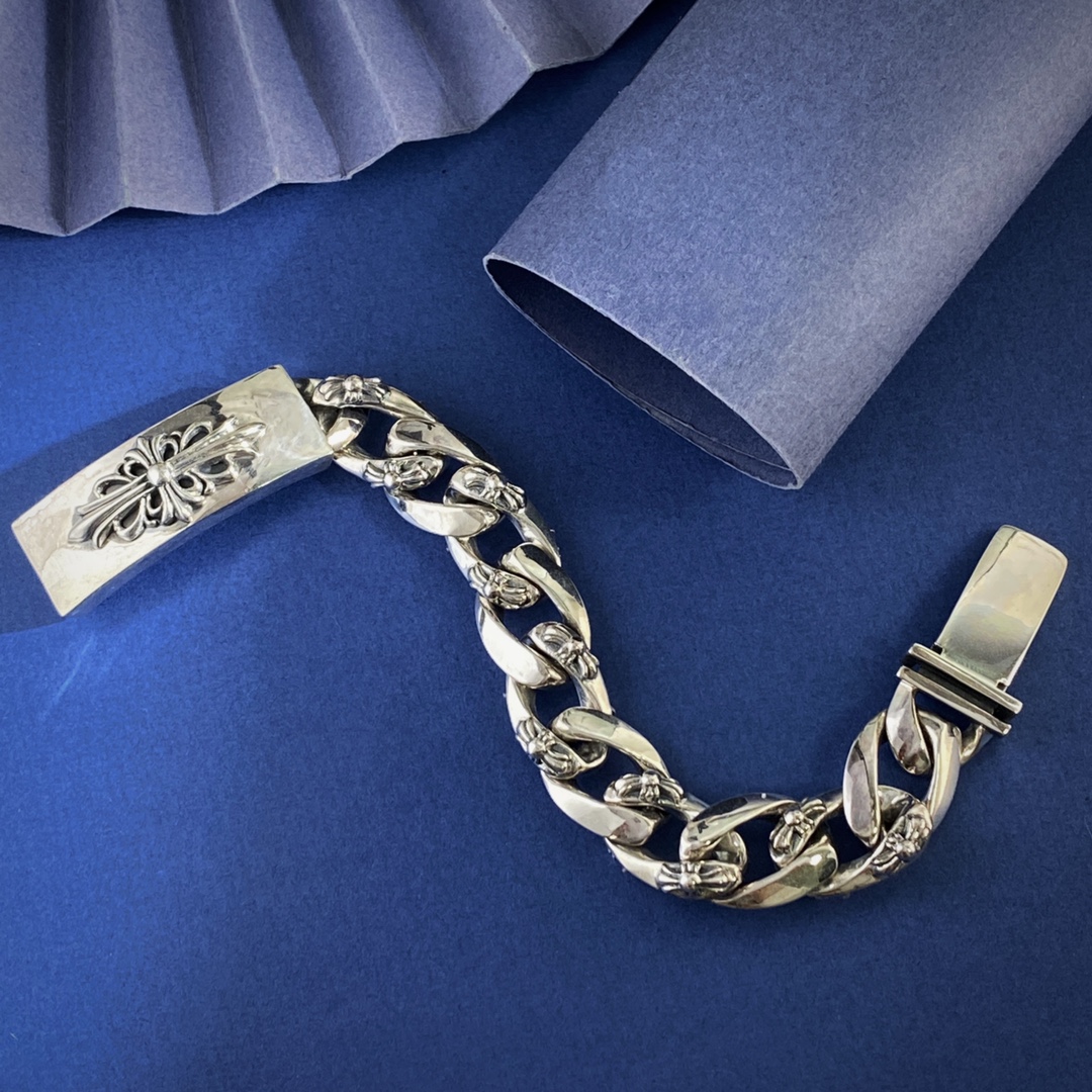 KL92 Chrome Hearts克罗心男士潮流朋克美式个性复古古巴链花纹十字花十字架元素长方块长条款