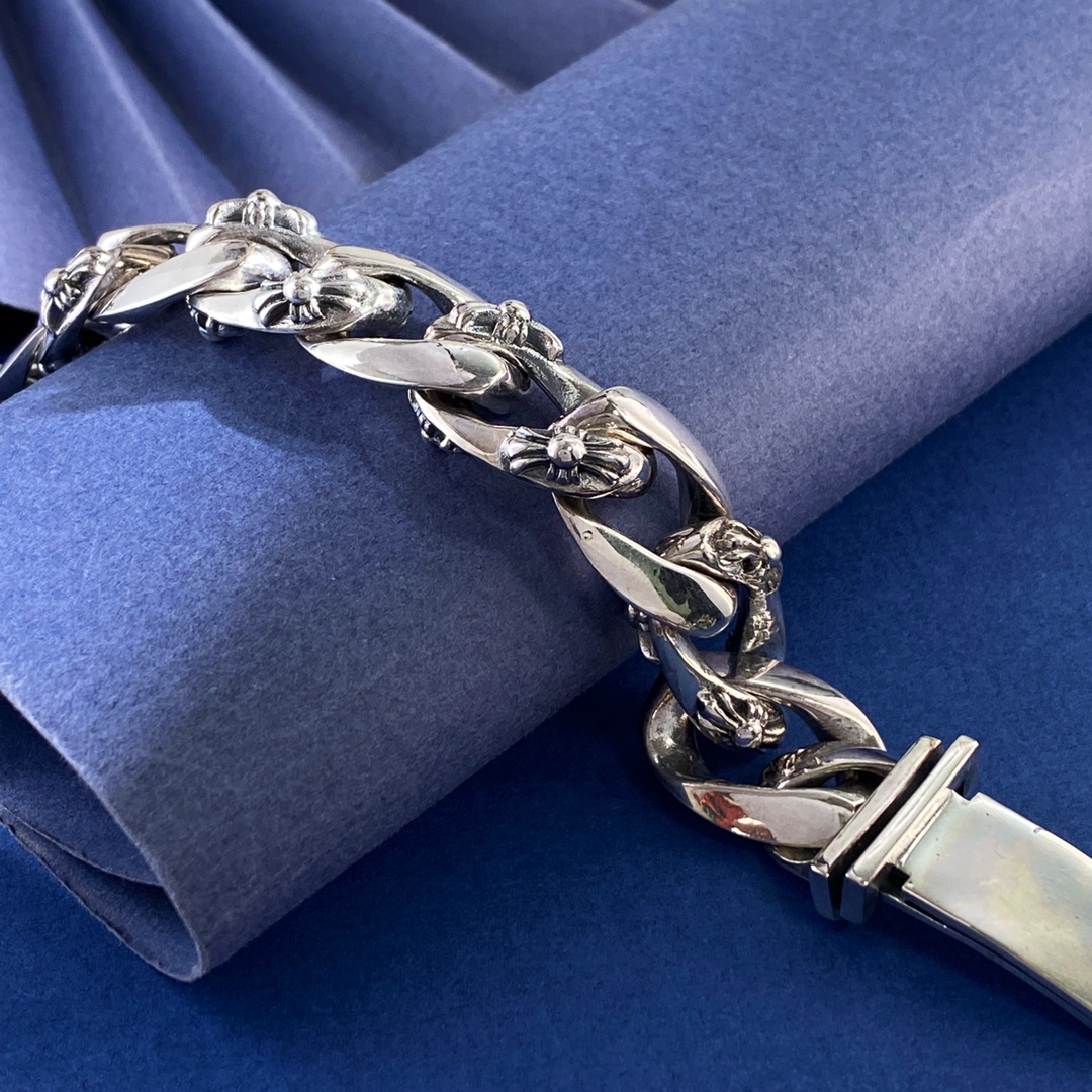 KL92 Chrome Hearts克罗心男士潮流朋克美式个性复古古巴链花纹十字花十字架元素长方块长条款