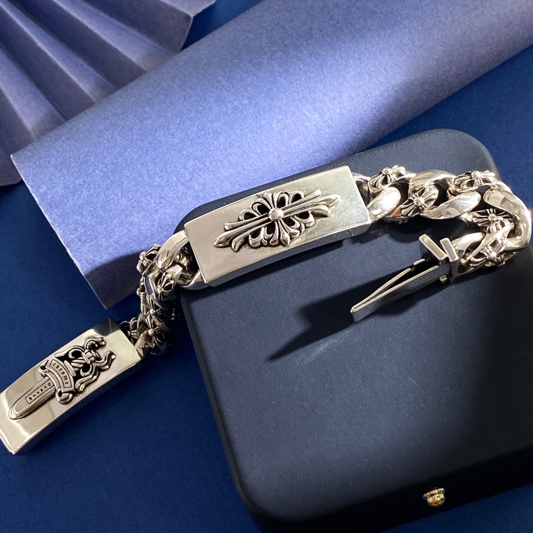 KL92 Chrome Hearts克罗心潮男欧美复古霸气古巴链花纹匕首宝剑圣剑十字花十字架元素长方块长