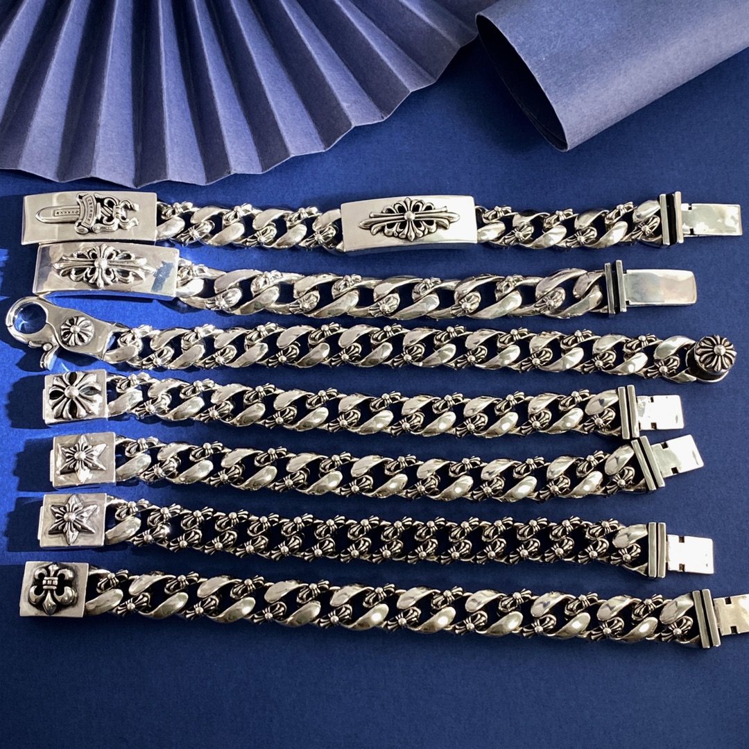 KL92 Chrome Hearts克罗心潮男欧美复古霸气古巴链花纹匕首宝剑圣剑十字花十字架元素长方块长