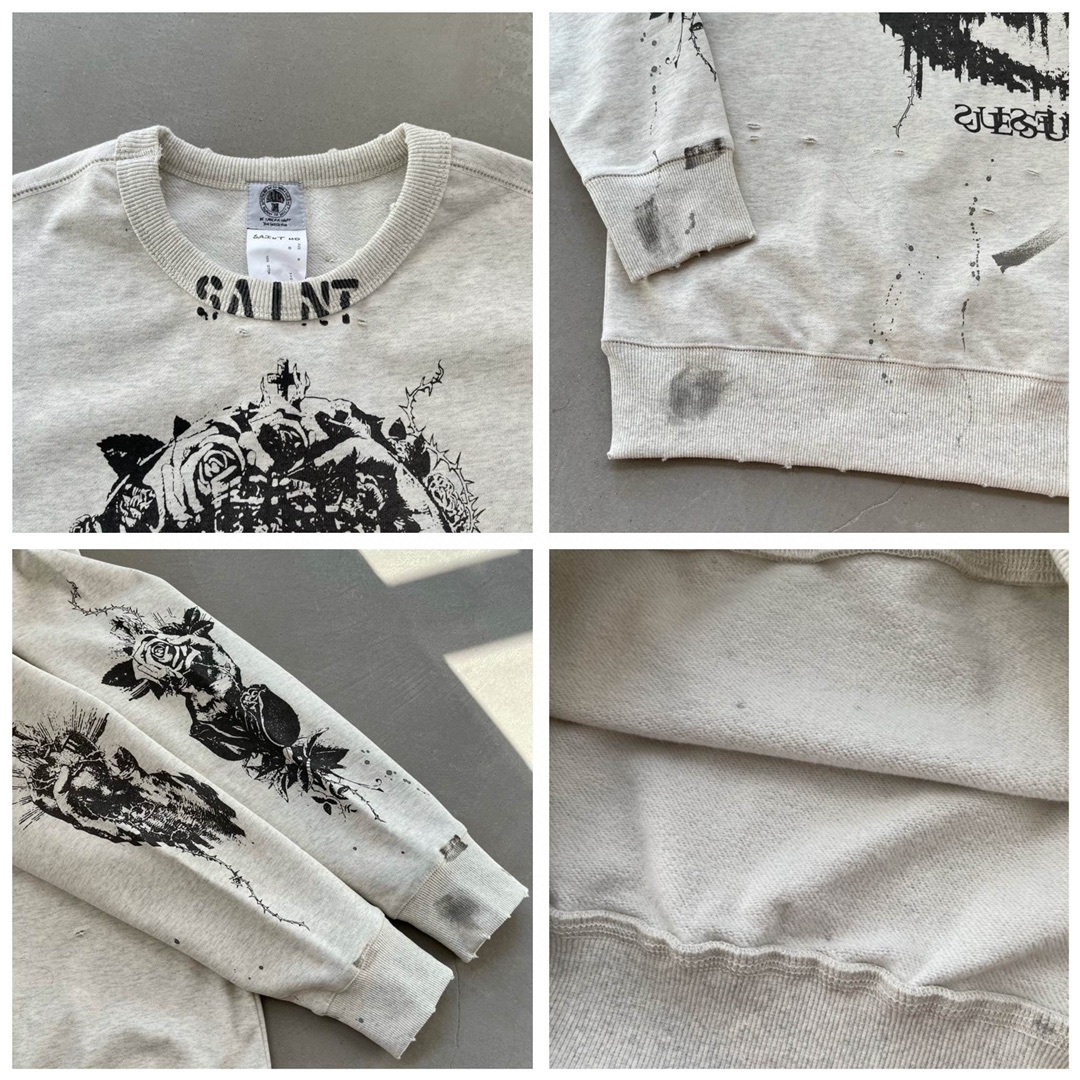 209💰（编号0031）
Saint Michael耶稣涂鸦泥染破坏复古做旧Vintage重磅高街抓绒圆领卫衣 男女同款

重磅抓绒水洗做旧破坏，纯手工手绘涂鸦+高端数码直喷印花，全三针五线包边工艺，潮咖男女上身帅爆了！定织定染原版450g抓绒面料， 搭配配套同色纯棉螺纹，上身舒适保暖有型，高级感十足！需要注意的是zp衣服底色市面上是对不到的，独家定织定染杏色混纱黑色（非市面纯杏色），再多次石磨水洗做旧工艺，领口袖口下摆衣身多处人工磨破，全副师傅手工手绘直喷印花，整件衣服工艺繁杂耗时费力，所有工艺里手工成本永远是最贵的，出货相当慢，现货把握住，经典的美式精工立体裁剪，重工三针五线全包边拼接工艺，宽松版型，百搭任何身材，小哥哥小姐姐日常出街搭配，非常好看的一款
Size: S  MＬXL
            肩宽      胸围      衣长
   S        58         122        71
   M       60         126        73
   L        62         130        75
  XL      64         134        77